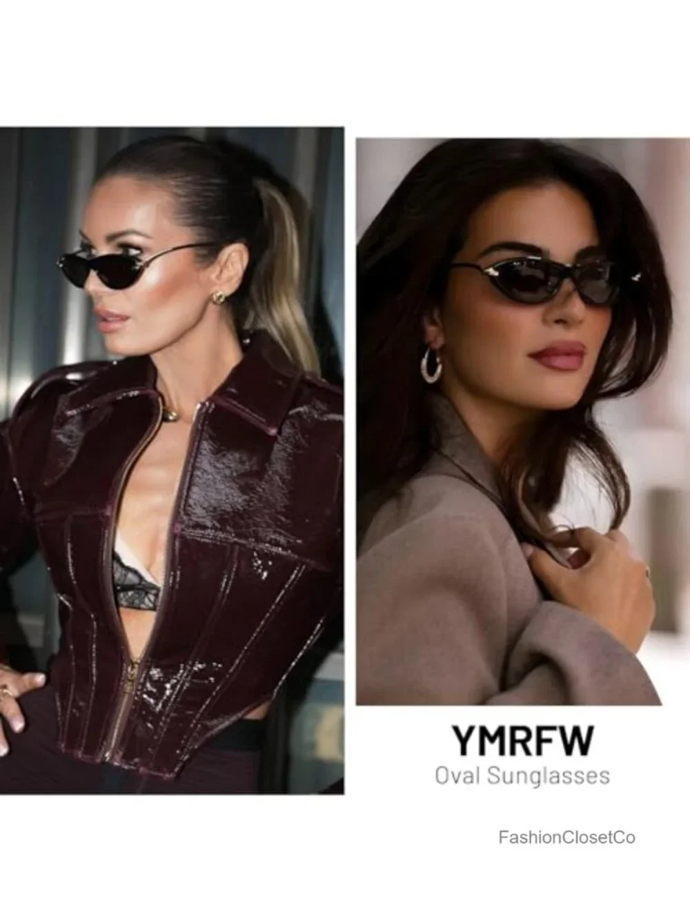Retro Oval Cat Eye Sunglasses Metal Temples UV400 Protection